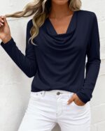 PRETTYGARDEN Womens Spring Tops 2026 Dressy Cowl Neck Long Sleeve Shirts Loose Business Casual Blouses Teacher Tunic Top - Image 7