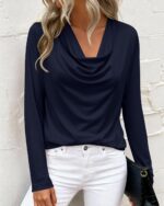PRETTYGARDEN Womens Spring Tops 2026 Dressy Cowl Neck Long Sleeve Shirts Loose Business Casual Blouses Teacher Tunic Top - Image 8