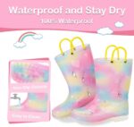 Toddler Kids Rain Boots Boys Girls Light Up Waterproof Boot with Handles - Image 5