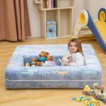 Toddler Couch, Glow in The Dark Kids Play Couch Toddler Fold Out Couch, Kids Fold Out Couch for playroom, Convertible Baby Fold Out Play Foam and Floor Cushion for Bedroom, Blue+Dinosaur - Image 6