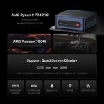 BOSGAME M4 Mini PC Ryzen 9 7940HS (8-Core 5.2GHz) | 32GB DDR5 1TB Gen4 SSD | 4X 4K Displays | Dual 2.5G+WiFi 6E | Win 11 Pro | Compact Desktop for Gaming, Streaming & 3D Rendering - Image 3