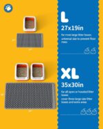 27" x 19" Cat Litter Mat - Ultra-Large Litter Box Mat with Double Layers, Urine-Proof and Non-Slip Litter Trapping Mat, Easy to Clean Kitty Litter Mats for Floor, Scatter Control, Grey - Image 3