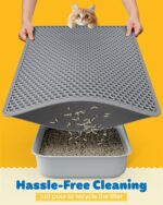 27" x 19" Cat Litter Mat - Ultra-Large Litter Box Mat with Double Layers, Urine-Proof and Non-Slip Litter Trapping Mat, Easy to Clean Kitty Litter Mats for Floor, Scatter Control, Grey - Image 5
