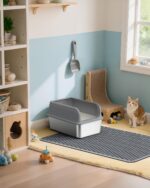 27" x 19" Cat Litter Mat - Ultra-Large Litter Box Mat with Double Layers, Urine-Proof and Non-Slip Litter Trapping Mat, Easy to Clean Kitty Litter Mats for Floor, Scatter Control, Grey - Image 8