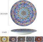 glowworm Dinner Plates, 10.5 Inch Ceramic Plates Set of 6 for Steak, Snacks, Pizza, Cake, Colorful Serving Dishes for Kitchen, Housewarming Gift, Microwave, Oven & Dishwasher Safe, Bohemian - Image 3
