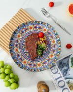 glowworm Dinner Plates, 10.5 Inch Ceramic Plates Set of 6 for Steak, Snacks, Pizza, Cake, Colorful Serving Dishes for Kitchen, Housewarming Gift, Microwave, Oven & Dishwasher Safe, Bohemian - Image 4