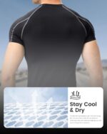 Short Sleeve Compression Shirt Men Athletic Gym Cool Dry Base Layer Workout Tops Slim Fit Undershirts T-Shirt - Image 9