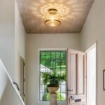 Glass Ceiling Light, Black Semi Flush Mount with Hammered Glass Shade, Farmhouse Light Fixture for Hallway, Bathroom, Entryway, Kitchen,Living Room - Image 4