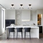 Glass Ceiling Light, Black Semi Flush Mount with Hammered Glass Shade, Farmhouse Light Fixture for Hallway, Bathroom, Entryway, Kitchen,Living Room - Image 5