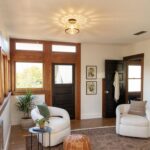 Glass Ceiling Light, Black Semi Flush Mount with Hammered Glass Shade, Farmhouse Light Fixture for Hallway, Bathroom, Entryway, Kitchen,Living Room - Image 7