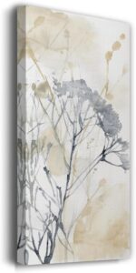 Renditions Gallery Canvas Botanical Art Prints for Living Room Misty Wildflower with Stem Abstract Nature Wall Hanging Decorations for Kitchen Office Home - 12"X24" LT521 - Image 3