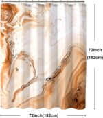 Orange White Shower Curtain, Modern Marble Bathroom Curtains Set with Hooks, Waterfproof Fabric Cloth Home Decor, 72x72 Inch - Image 7
