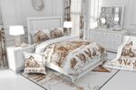 Windmill Comforter Set Queen, Rustic Barn Farmhouse Bedding, Chick Cow Farm Animals Down Comforter, Hand Drawn Illustration Bedding Comforters, Countryside Rural Meadow Room Decor Duvet Set, Taupe - Image 6