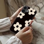 DEENAKIN for iPhone 16 Case - Wireless Charging Compatible - Dual-Layer Hard Shell & Silicone Cover - Shockproof Protective Phone Case with Trendy Cute Designs for Women - Elegant Ivory Flower - Image 3