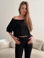 Kistore Off The Shoulder Tops for Women Going Out Short Sleeve Crop Top Boat Neck Loose T Shirt - Image 4