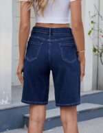 Womens Jean Shorts High Waisted Stretchy Bermuda Shorts Trendy Casual Denim Shorts - Image 7