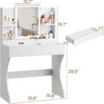 Small Vanity Desk with Mirror and Lights, Makeup Vanity with Storage Drawer, 2 Shelves and 3 Compartments - White - Image 3
