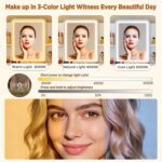 Small Vanity Desk with Mirror and Lights, Makeup Vanity with Storage Drawer, 2 Shelves and 3 Compartments - White - Image 5