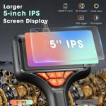 Triple Lens Endoscope Camera with Light- 5" 1080P HD Handheld Borescope with 50FT Semi-Rigid Cable, Waterproof Sewer Inspection Camera with 32GB Card, Drain Plumbing Camera & Gifts for Men - Image 3