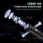 Triple Lens Endoscope Camera with Light- 5" 1080P HD Handheld Borescope with 50FT Semi-Rigid Cable, Waterproof Sewer Inspection Camera with 32GB Card, Drain Plumbing Camera & Gifts for Men - Image 5