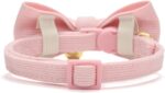 Cotton Breakaway Cat Collar with Bow Tie and Bell, Adjustable Cute Soft Corduroy Kitten Collars for Girl Cats - Image 3