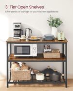 VASAGLE Kitchen Island with 3 Shelves, 47.2 Inches Width Kitchen Shelf with Large Worktop, Stable Steel Structure, Industrial, Easy to Assemble, Rustic Brown and Black UKKI01BX - Image 3
