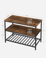 VASAGLE Kitchen Island with 3 Shelves, 47.2 Inches Width Kitchen Shelf with Large Worktop, Stable Steel Structure, Industrial, Easy to Assemble, Rustic Brown and Black UKKI01BX - Image 4