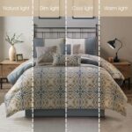 Stratford Park Multi-Color Cal King Comforter Set, 7 Piece, Microfiber Print Bedding Sets & Collections,Matching Pillow Shams & Bedskirt - Image 4