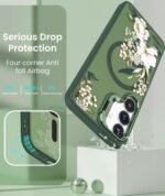 Dretal Magnetic for Samsung Galaxy S24 Plus/S25 Plus Case Floral,Built-in Lens Stand, Screen Protector,Magnetic Translucent Matte Case,Shockproof Women Girls Flower Pattern Cover for S25+(Green) - Image 8