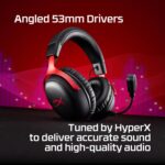 HyperX Cloud III S – Wireless Gaming Headset, 2.4GHz, Bluetooth, Battery Life up to 120 Hours 2.4GHz / 200 Hours Bluetooth, 53mm Angled Drivers, 10mm Detachable Mic, Customizable – Black/Red - Image 5