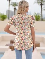 Ivicoer Puff Short Sleeve Shirt for Women Eyelet Tops Summer Crewneck Blouse Loose Fit S-XXL - Image 6