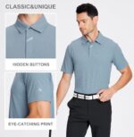 Esabel.C Jacquard Golf Shirts for Men Moisture Wicking Short Sleeve Performance Dry Fit Active Mens Polo Shirts - Image 4