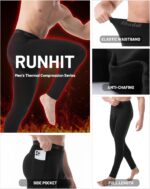 Runhit Men's Thermal Compression Pants with Pockets Base Layer for Cold Weather Wintergear Sports Running Leggings Tights - Image 5