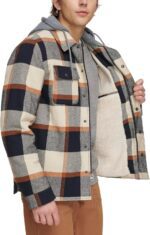 Levi's mens Plaid Sherpa Lined Hooded Shirt Jacket (Regular & Big & Tall Sizes) - Image 4