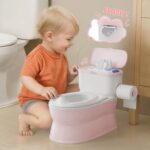 2-in-1 Toddler Potty Training Toilet - with Detachable Training Seat, Realistic Flushing Sound for Boys & Girls Ages 1-3 with Wipes Storage, Toilet Paper Holder - Image 3
