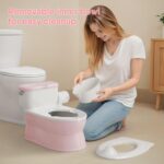 2-in-1 Toddler Potty Training Toilet - with Detachable Training Seat, Realistic Flushing Sound for Boys & Girls Ages 1-3 with Wipes Storage, Toilet Paper Holder - Image 6