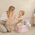 2-in-1 Toddler Potty Training Toilet - with Detachable Training Seat, Realistic Flushing Sound for Boys & Girls Ages 1-3 with Wipes Storage, Toilet Paper Holder - Image 8