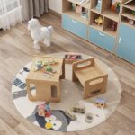 Montessori Weaning Table and Chair Set,Real Hardwood, Desk for Toddler Reading,Snack Time,Playroom,Activity Cube,Step Stool,1-3 Year Old Kids Montessori Furniture - Image 3