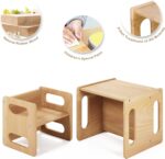 Montessori Weaning Table and Chair Set,Real Hardwood, Desk for Toddler Reading,Snack Time,Playroom,Activity Cube,Step Stool,1-3 Year Old Kids Montessori Furniture - Image 7