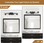 IZORRO Modern Bathroom Light Fixtures, 4 Light Black Vanity Lights, Bathroom Lighting Fixtures Over Mirror with Clear Glass for Living Room Cabinet Bedroom - Image 3