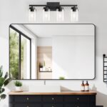 IZORRO Modern Bathroom Light Fixtures, 4 Light Black Vanity Lights, Bathroom Lighting Fixtures Over Mirror with Clear Glass for Living Room Cabinet Bedroom - Image 10