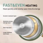 MAISON ARTS 30 Piece Pots and Pans Set Non Stick, Kitchen Cookware & Bakeware Sets with Nonstick Granite Coating, Baking Tray, Frying Pan and Saucepan, Green - Image 5