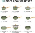 MAISON ARTS 30 Piece Pots and Pans Set Non Stick, Kitchen Cookware & Bakeware Sets with Nonstick Granite Coating, Baking Tray, Frying Pan and Saucepan, Green - Image 9