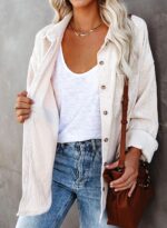 IN'VOLAND Womens Plus Size Corduroy Shirt Long Sleeve Button Down Shirts Fall Blouses Tops Casual Jacket Shacket - Image 4