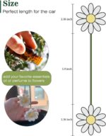 Crochet Daisy Car Accessories for Women Cute Rear View Mirror Hanging Charms Handmade Daisy Flower Gifts for Crochet Lovers Car Decor Automotive Interior Aesthetic(White) - Image 4