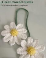 Crochet Daisy Car Accessories for Women Cute Rear View Mirror Hanging Charms Handmade Daisy Flower Gifts for Crochet Lovers Car Decor Automotive Interior Aesthetic(White) - Image 6