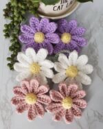 Crochet Daisy Car Accessories for Women Cute Rear View Mirror Hanging Charms Handmade Daisy Flower Gifts for Crochet Lovers Car Decor Automotive Interior Aesthetic(White) - Image 8