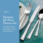 Mikasa Harmony 65-Piece 18/10 Stainless Steel Flatware Set, Service for 12, Polished Silverware with Serving Utensils, Dishwasher Safe - Image 4