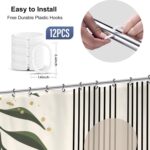 Yookeb Sage Green Abstract Modern Bathroom Shower Curtain 60W by 71H Inch Mid Century Minimalist Aesthetic Leaves Plant Geometric Mid Century Polyester 12 Plastic Hooks Waterproof Decor - Image 8
