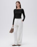 SUUKSESS Cloud Cashmere Women Boat Neck Fitted Long Sleeve Shirt Basic Knit Tops - Image 5